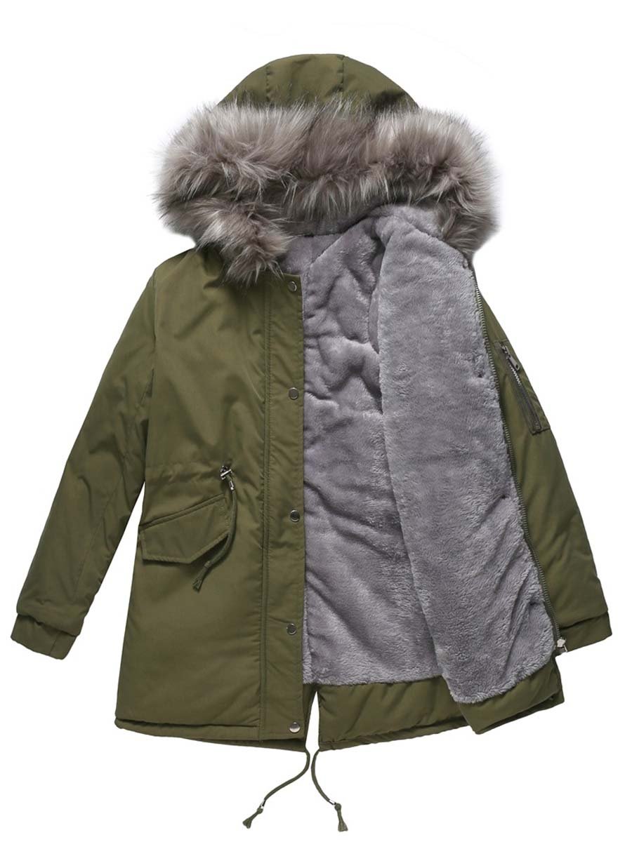 Women's Vintage Lined Hooded Parka Cotton Coat