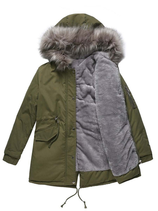 Women's Vintage Lined Hooded Parka Cotton Coat