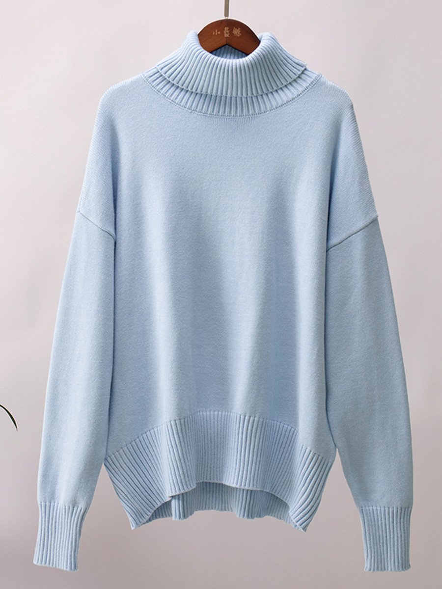 Turtleneck Loose Classic Versatile Solid Color Pullover Sweater