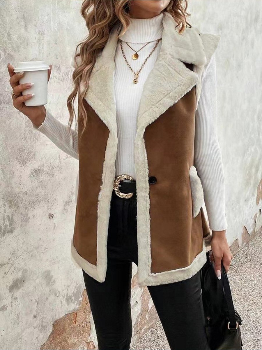 Fashionable Lambswool Patchwork Mid-length Waistcoat