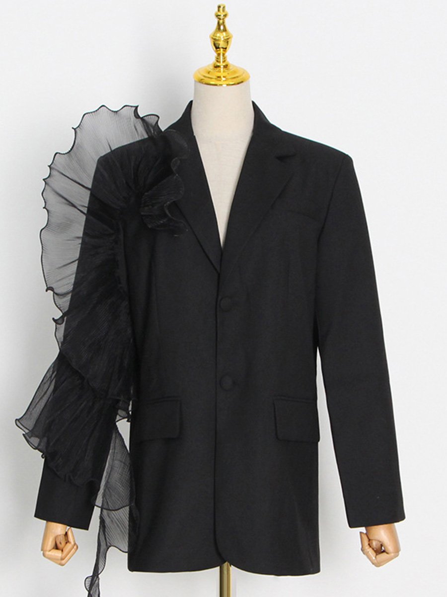 Fashionable and Elegant Design Spliced mesh Simple Suit Jacket