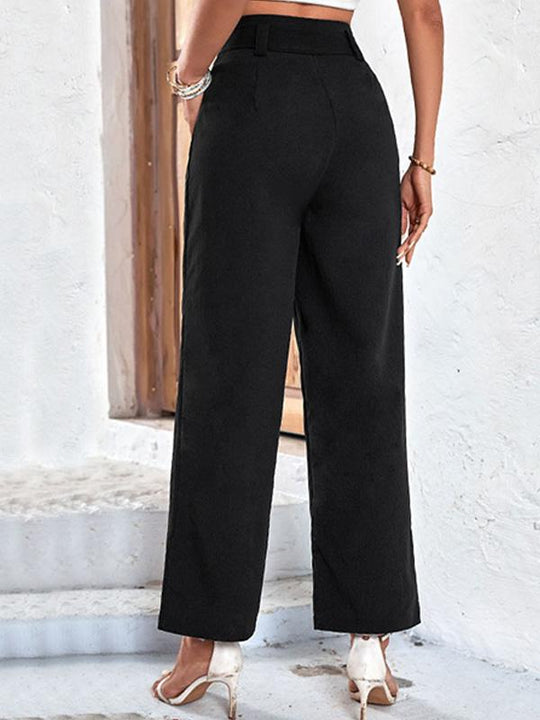 Belted Commuting High-waisted Wide-leg Pants for The Workplace 53110366