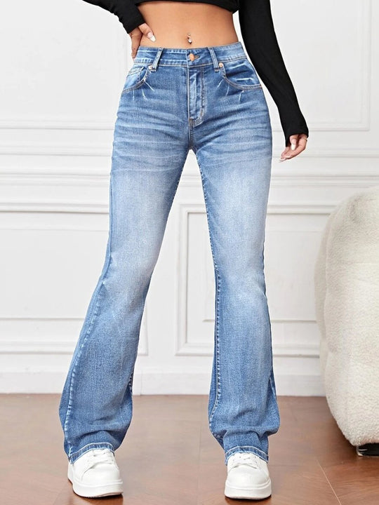 Fashionable and Versatile High Waist Bootcut Jeans