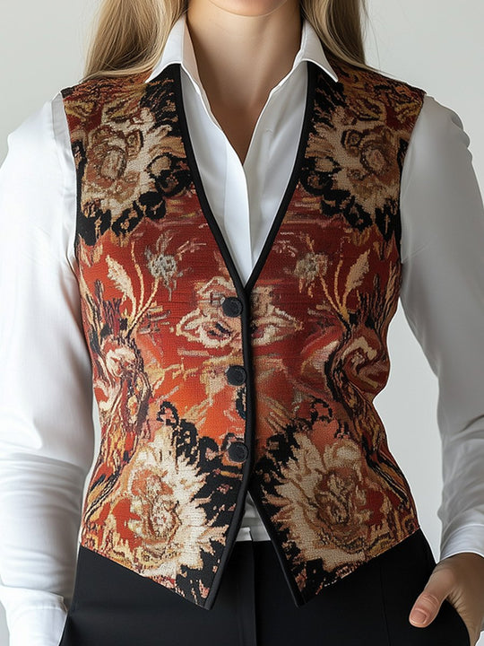 Vintage-Inspired Tapestry Waistcoat