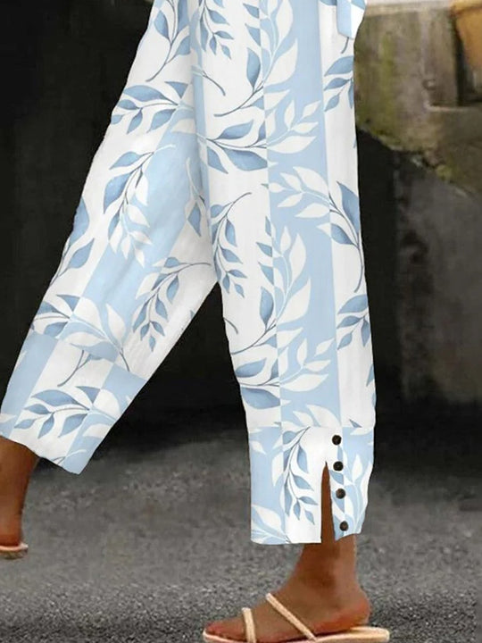 Floral Printed Pocket Cropped Pants