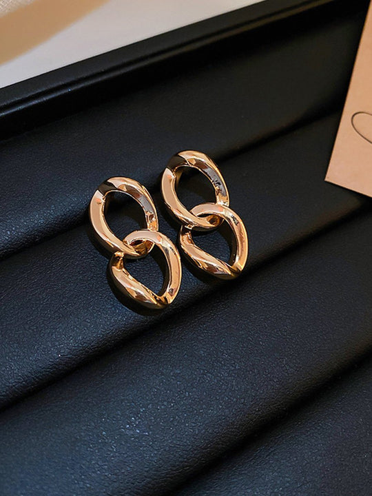 Fashionable and Versatile Metal Double Ring Earrings