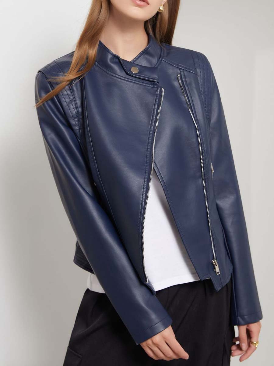 Women's Lapel Slim Leather Jacket