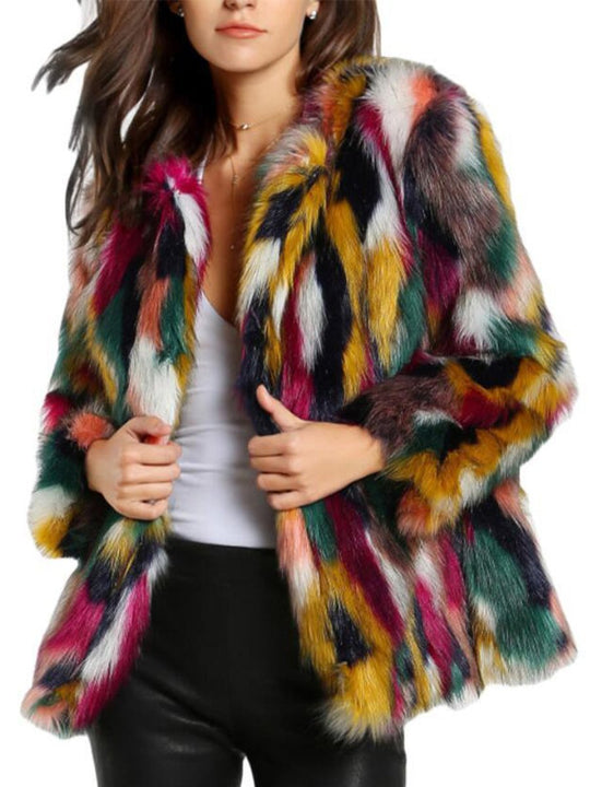 Multicolor Fox Fur Coat