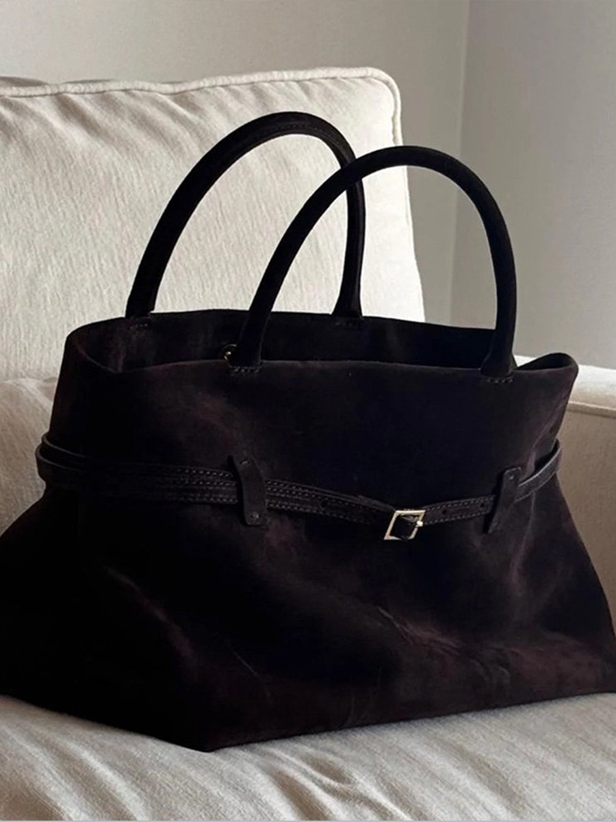 Commuter Brushed Suede Belt Buckle Tote