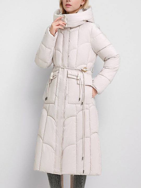 Fashionable Hooded Warm Waist Slim Down Jacket