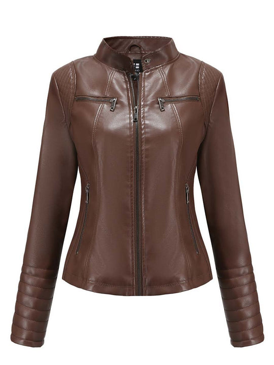 Women's Vintage Zip-Up Biker Jacket