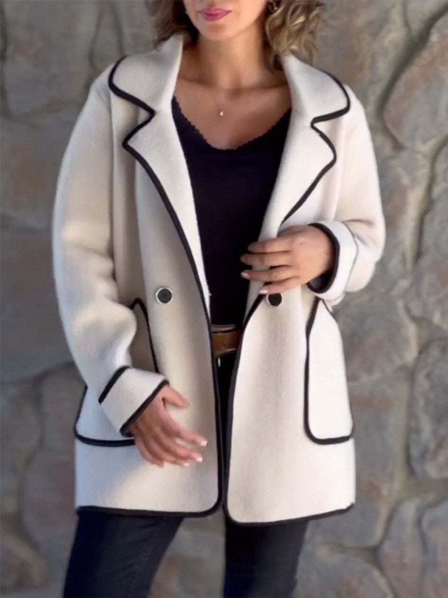 Fashionable and Elegant Suit Collar Double-faced Woolen Coat