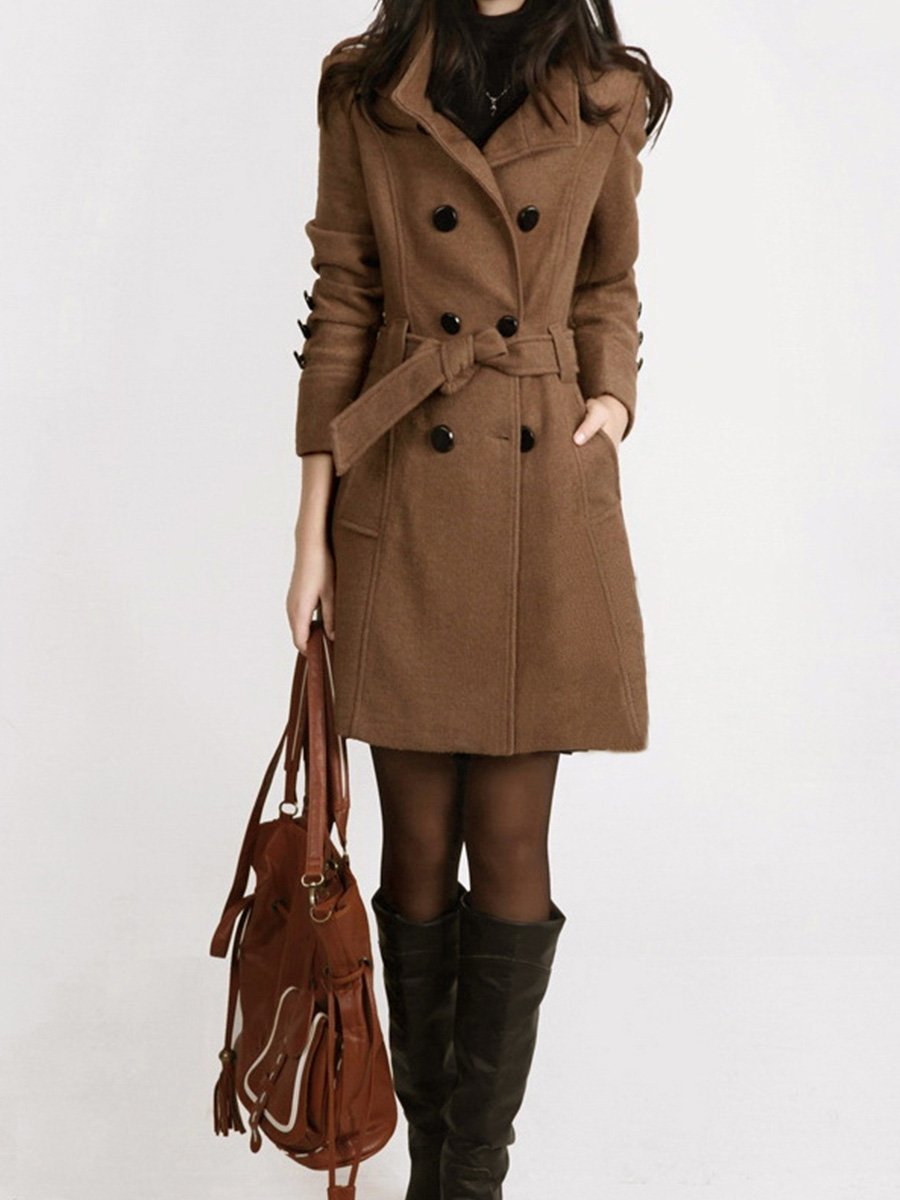 Fashion Slim Fit Wool Midi Coat