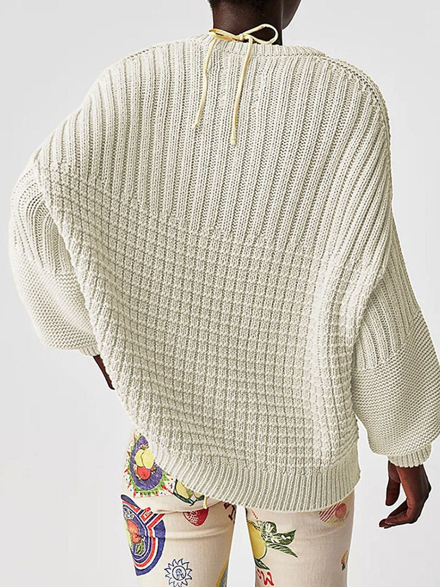 Round Neck Solid Color Loose Pullover Sweater