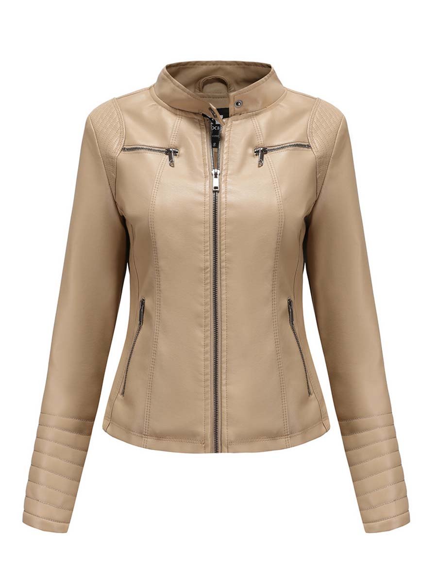 Women's Vintage Zip-Up Biker Jacket