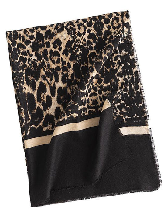 Fashionable Leopard Print Warm Cashmere Scarf