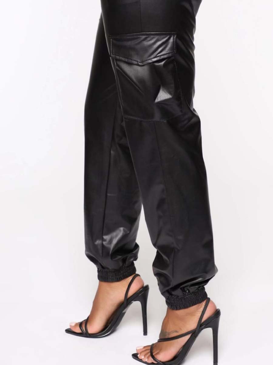 Women's Loose Leather Pants