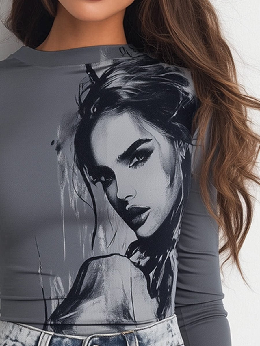 Art Print Long Sleeve Top