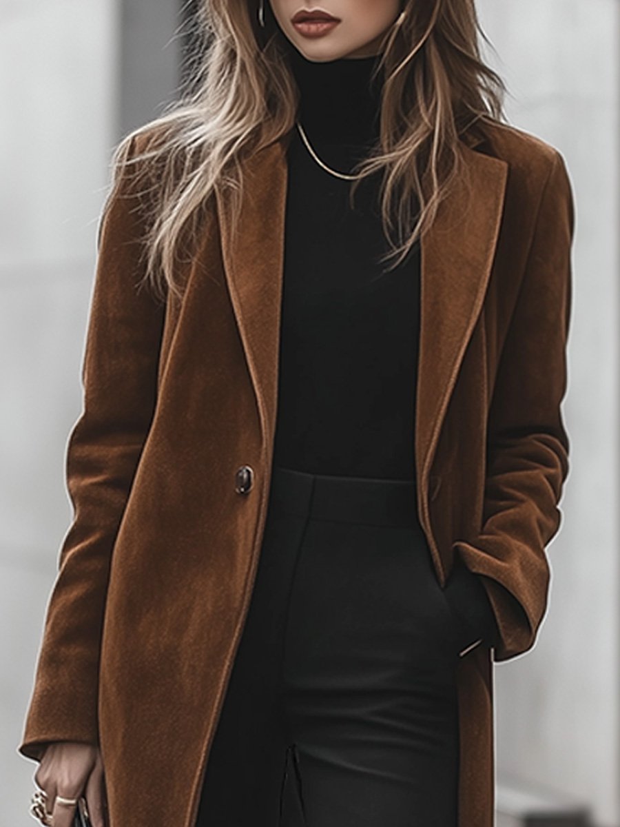 Casual Retro Loose Lapel Suede Coat