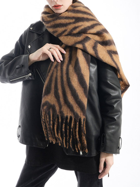 Cashmere Zebra Stripes Fashion Print Warm Scarf Shawl