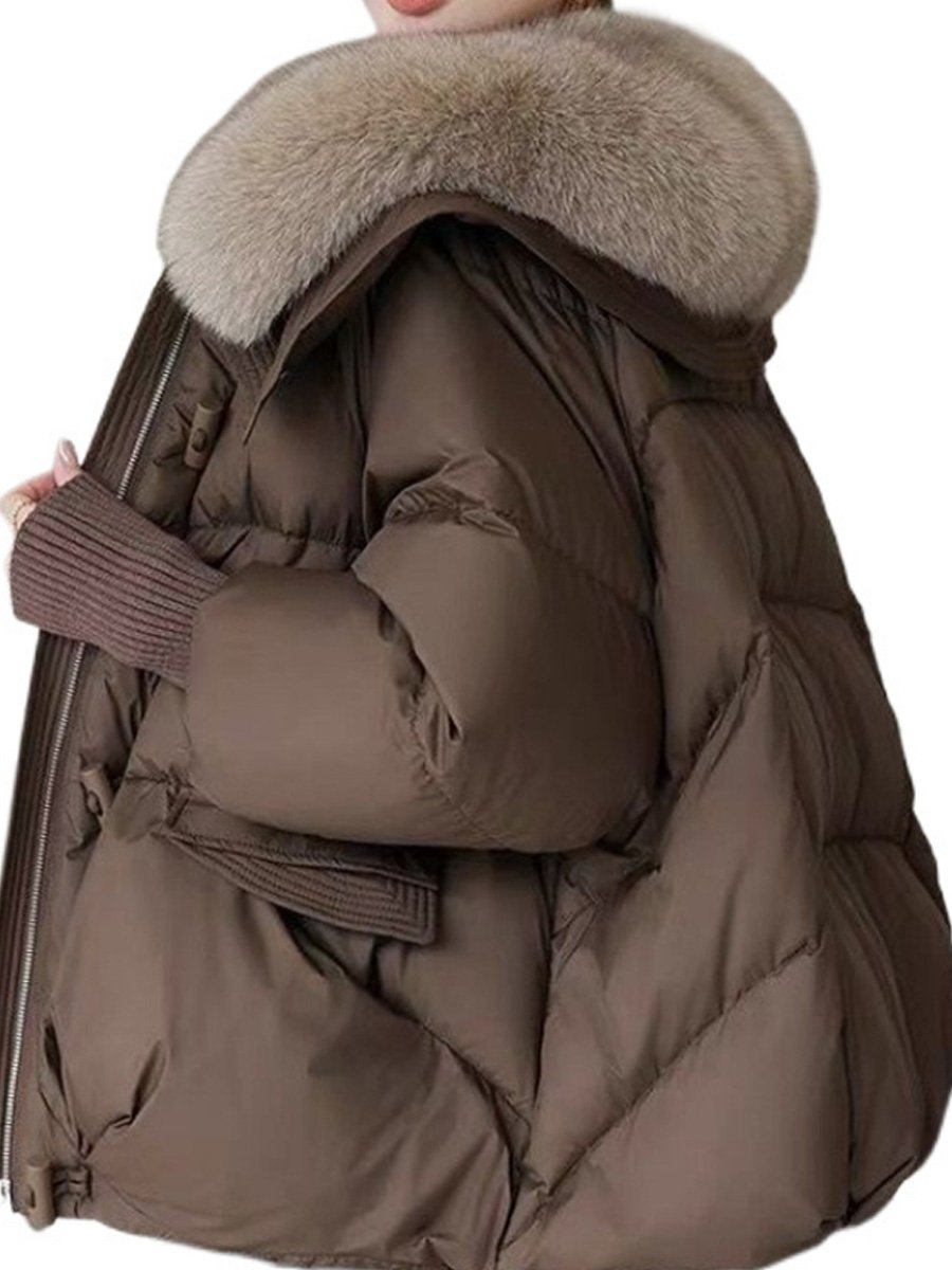 Chic Oversized Down Jacket with Plush Fur Collar