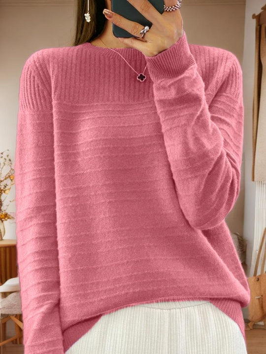 Retro Solid Color Jacquard Wool Sweater