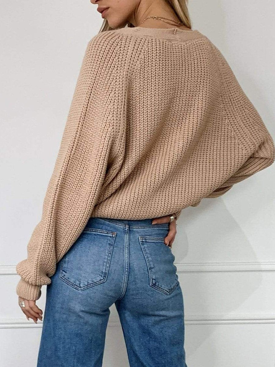 V-neck Basic All-match Daily Knitted Cardigan