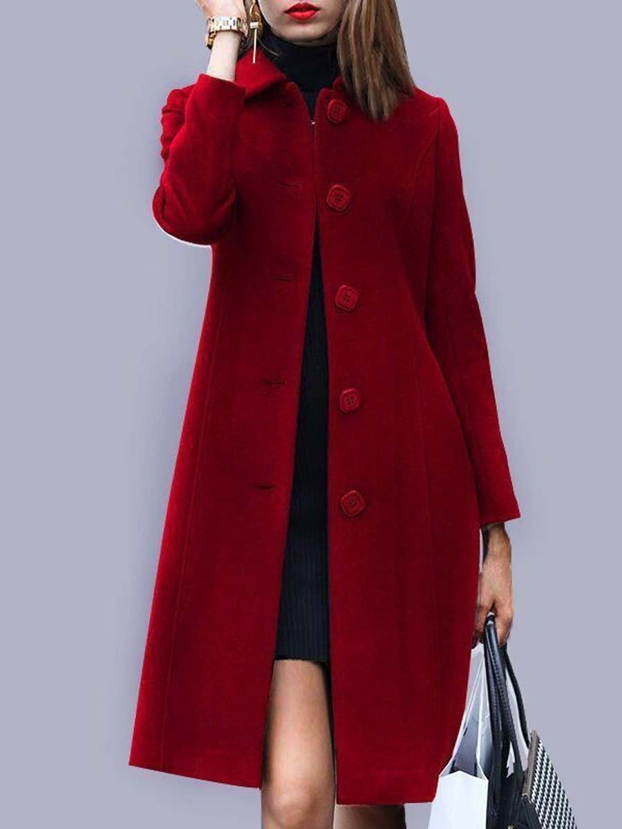 Women's Slim Mid-Length Woolen Coat