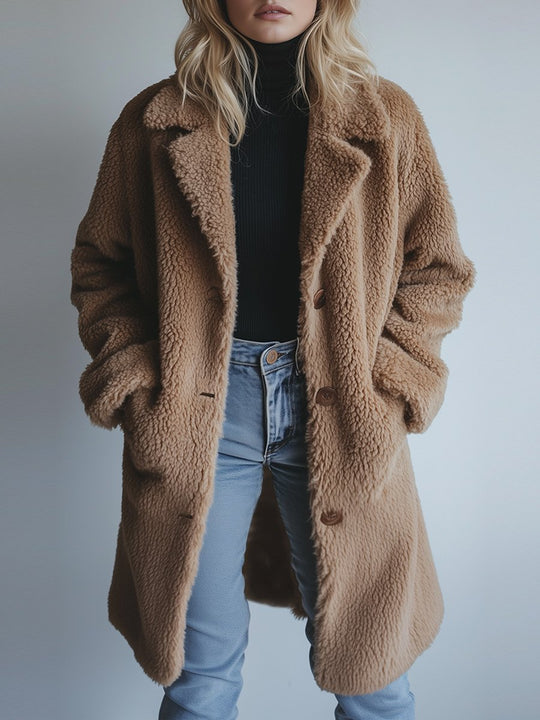 Vintage Lapel Lambskin Warm Coat