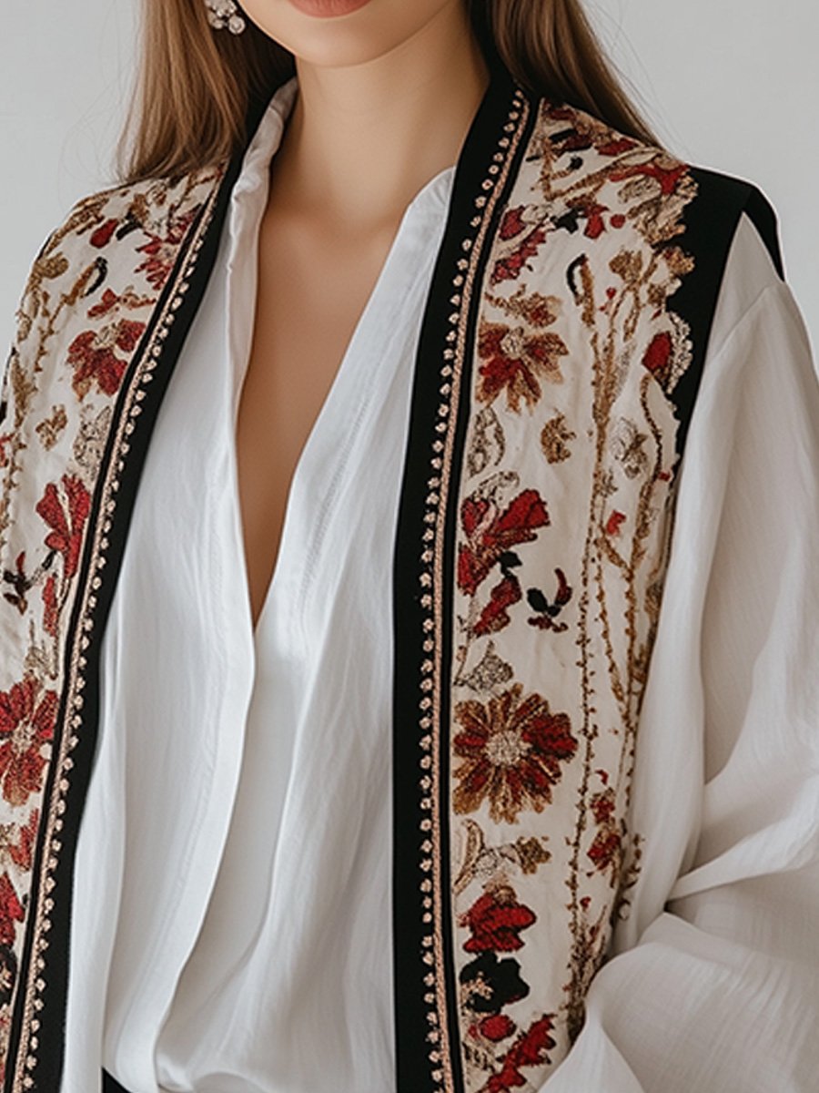 Artful Elegance with A Vintage TouchEmbroidered Boho Waistcoat