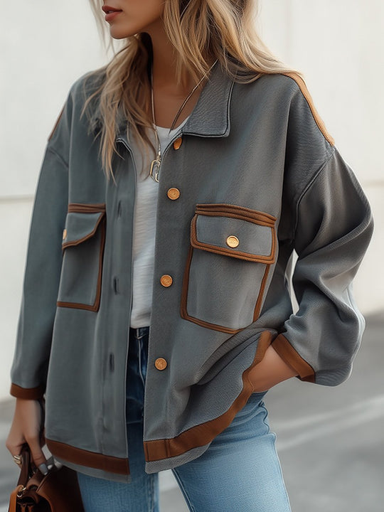 Casual Grey Long-sleeved Work Jacket