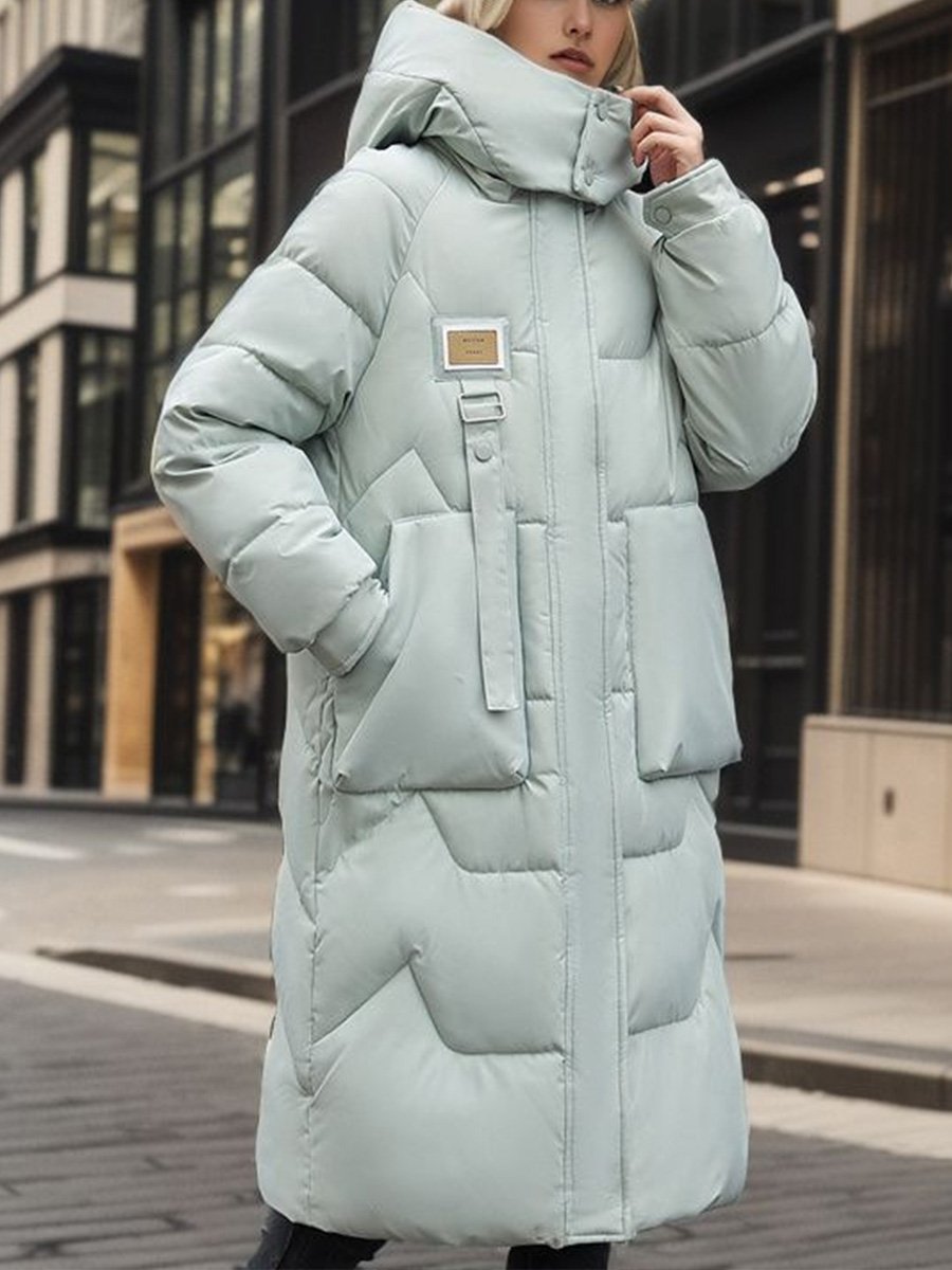 Casual Detachable Hooded Thickened Mid-Length Cotton Puffer Jacket