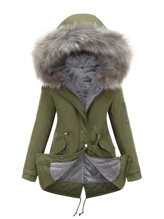 Women's Vintage Lined Hooded Parka Cotton Coat