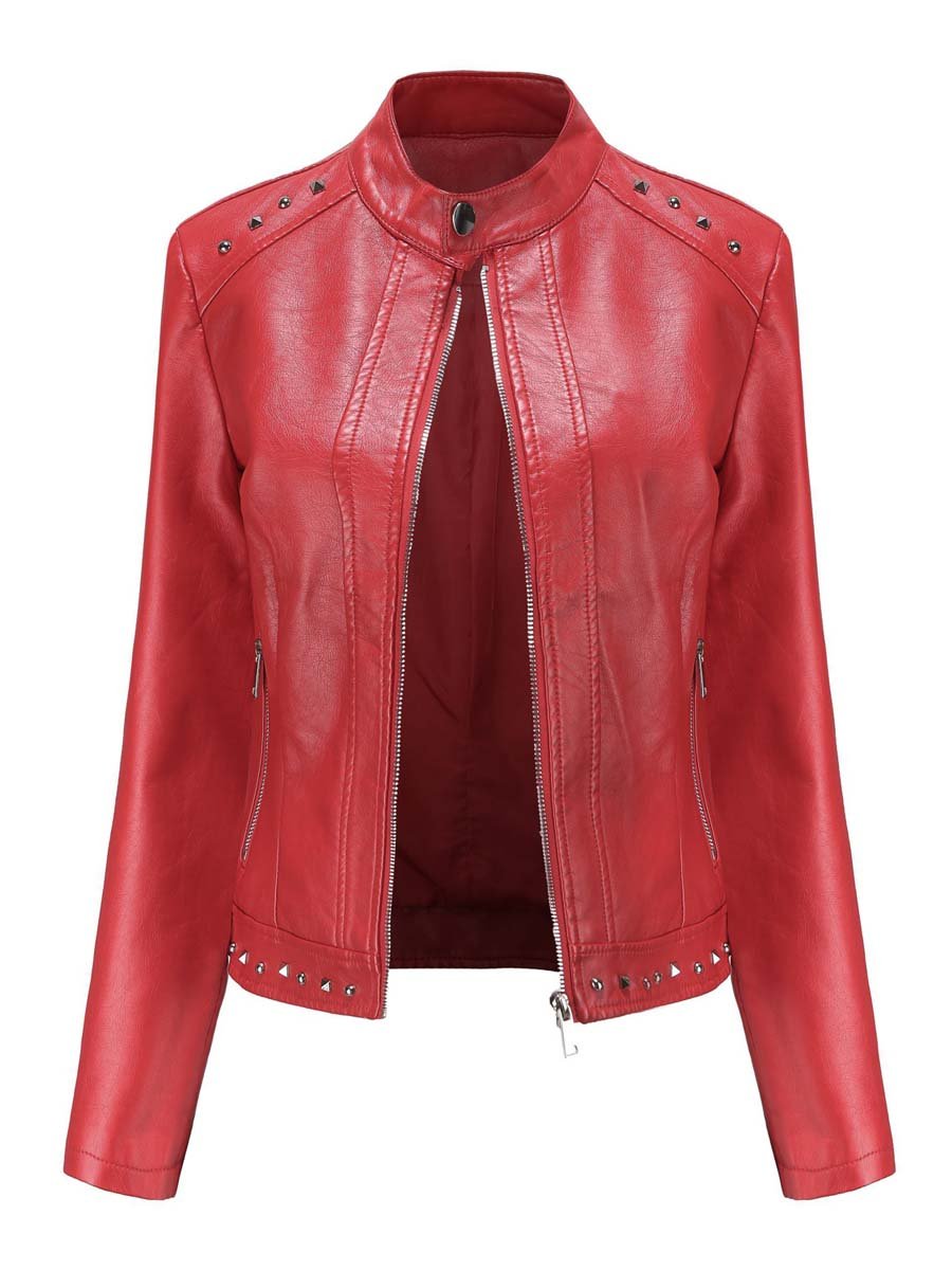 Women's Vintage Riveted Leather Jacket