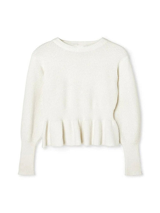 Fashion Slim Fit Ruffle Hem Crew Neck Sweater