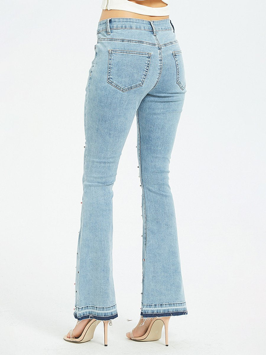 Stylish Exquisite Embroidered Slim-fit Flared Jeans