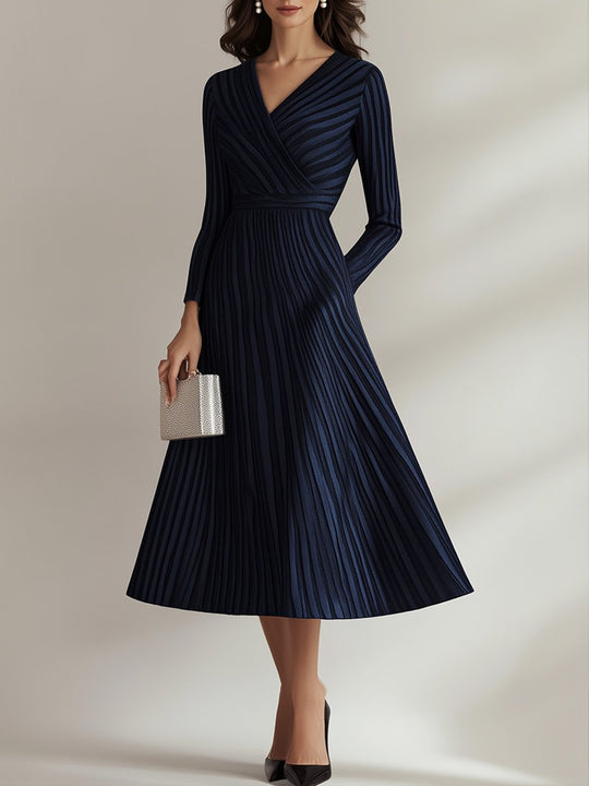 Fashion V-neck Long-sleeved Maxi Dress