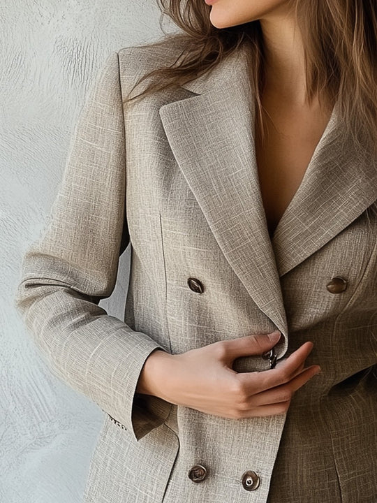 Casual and Comfortable Cotton and Linen Long-sleeved Suit Jacket