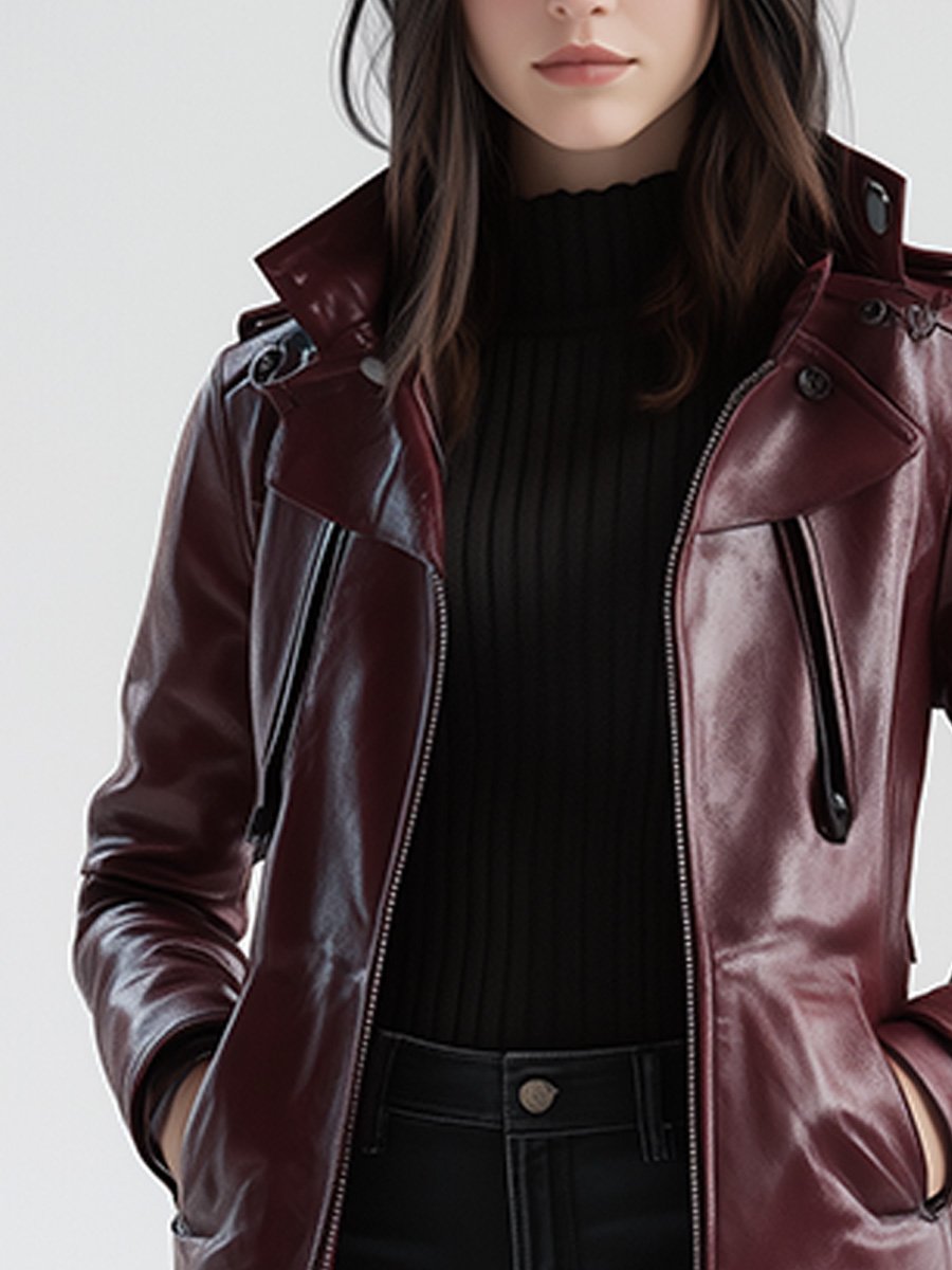 Casual Retro Loose Warm Long Leather Jacket