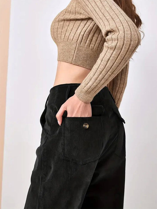 High Waist Slim Casual Drape Straight Pants