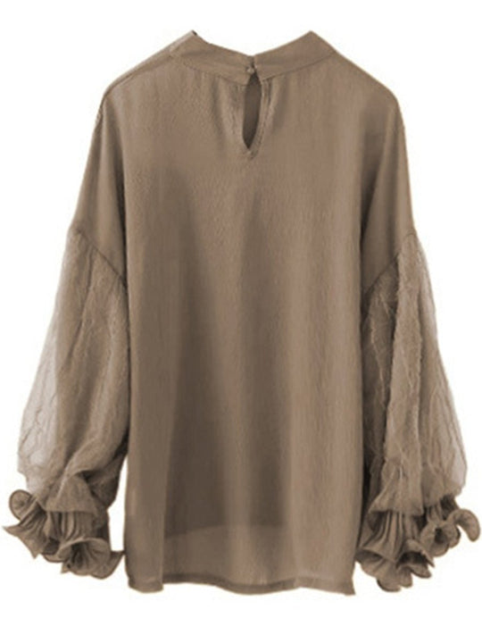 Loose Mesh Lantern Sleeve Shirt