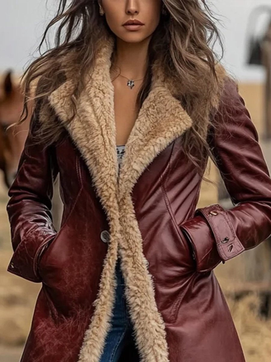 Western Cowboy Retro Style Coat Plush Autumn and Winter Warm Coat