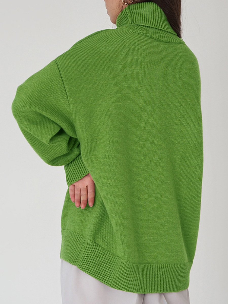 Turtleneck Loose Classic Versatile Solid Color Pullover Sweater