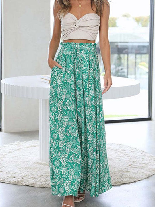 Fashionable Resort Printed Wide Leg Trousers