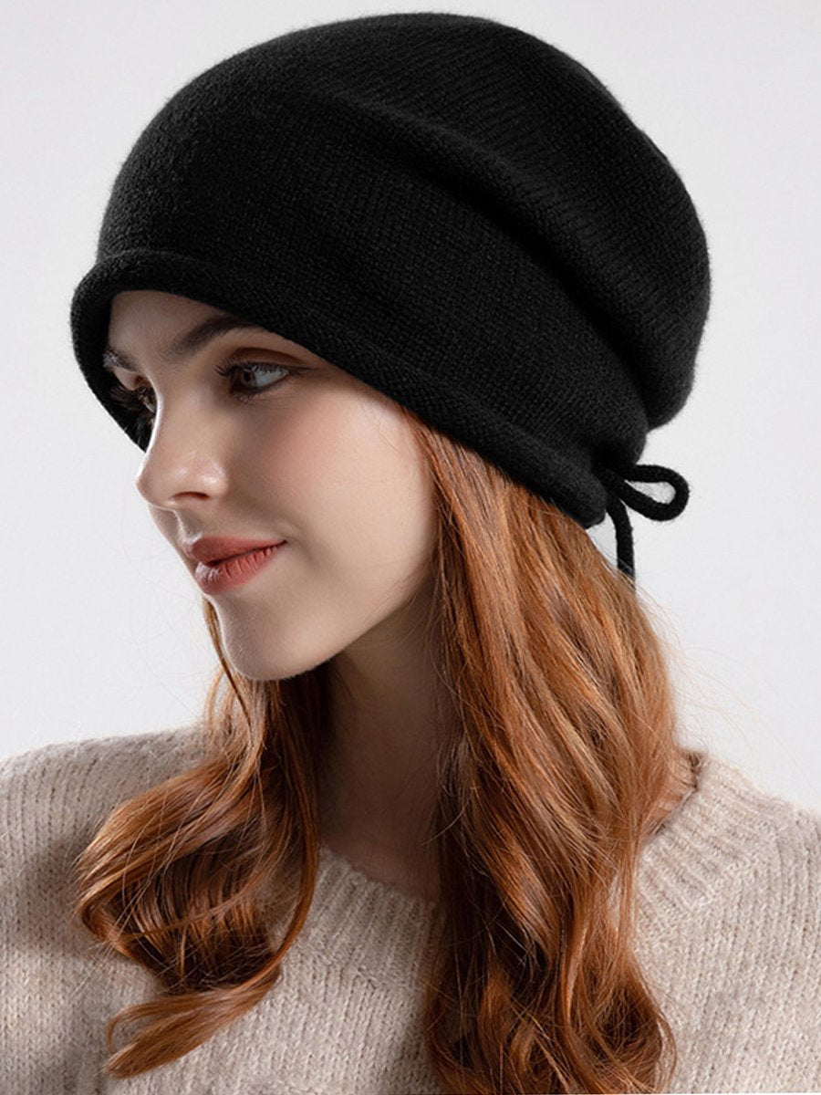 Stylish Lightweight Drawstring Knitted Slouchy Hat