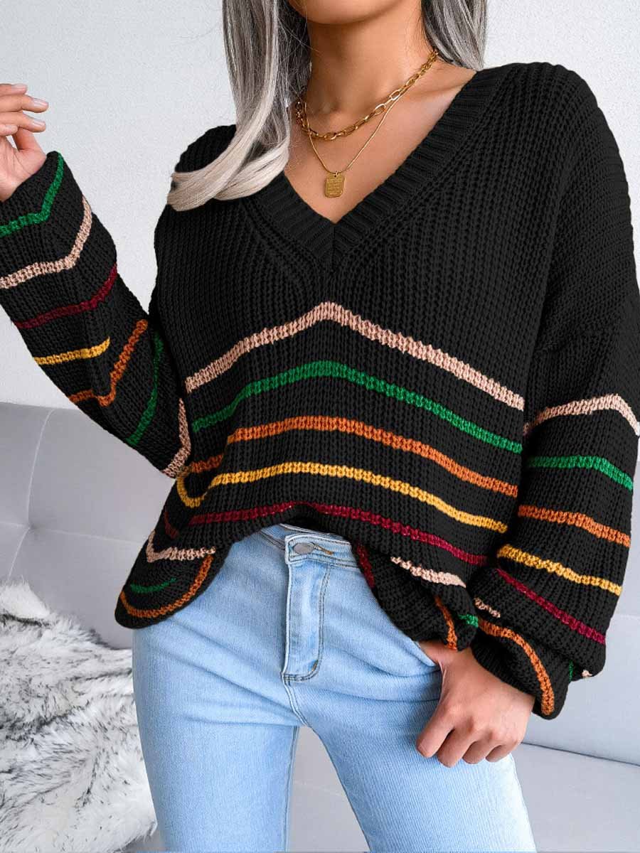 Rainbow Stripe Loose Fit Sweater