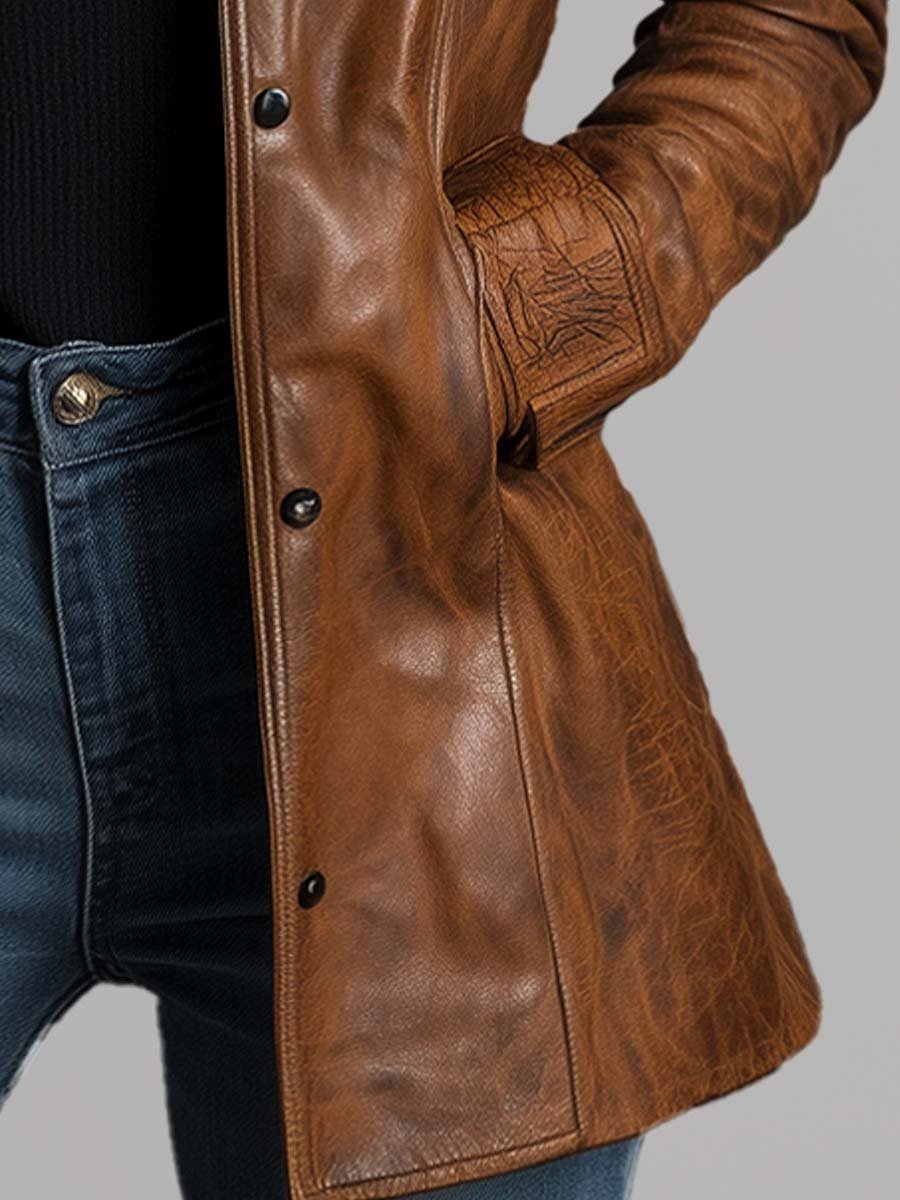 Vintage Stand Collar Leather Jacket