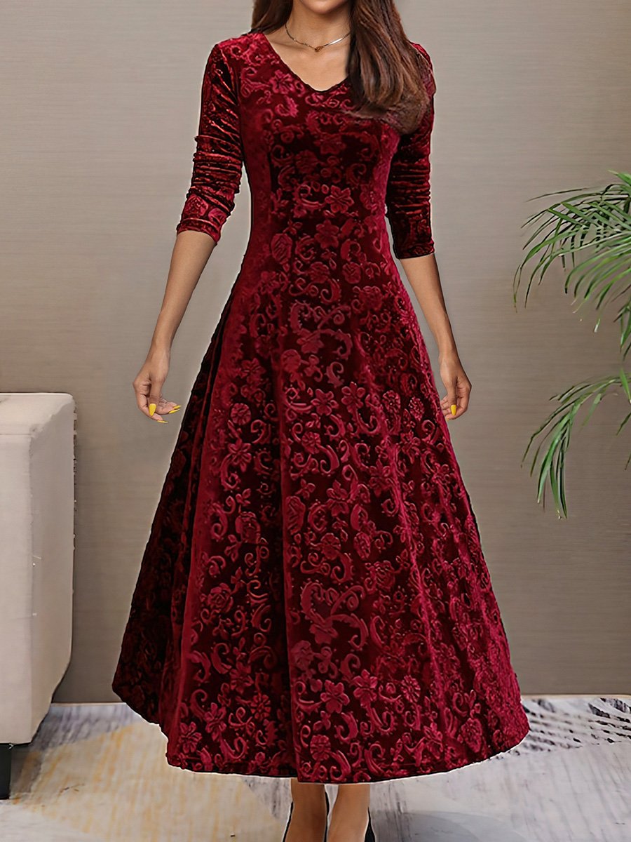 Elegant Velvet Midi Dress