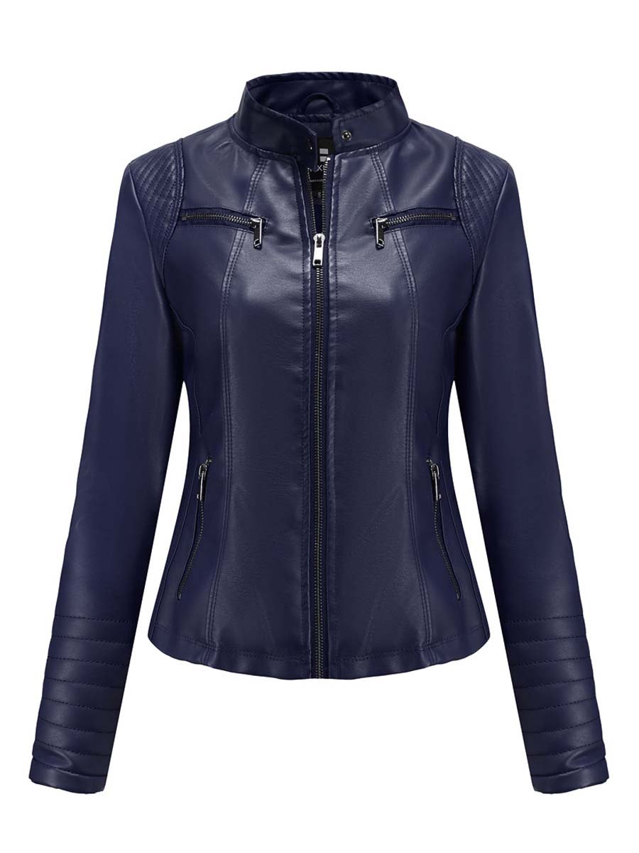 Women's Vintage Zip-Up Biker Jacket