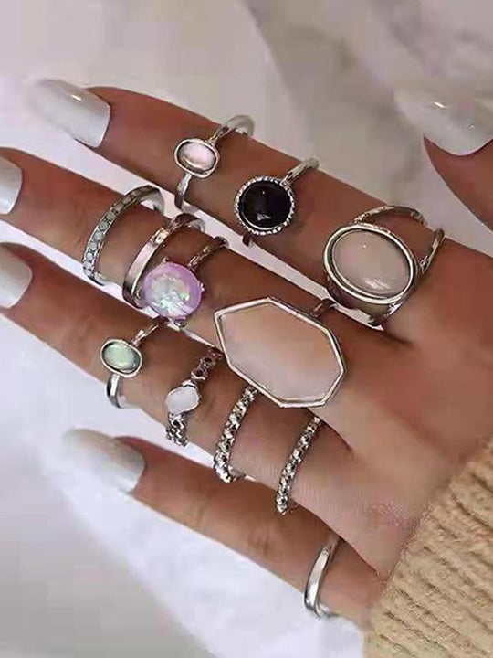 Bohemian Diamond Vintage Star Moon Crystal Ring Set